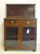 A Regency rosewood chiffonier with brass gallery top and column supports, above 2 drawers and 2