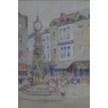 Victor Nobel Rainbird (1889-1936), 'Place Gambette Almiens' watercolour, signed, 35 x 25cm
