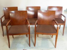 A set of 5 Bernhardt Design Interiors mid century retro dining chairs all with arm rests