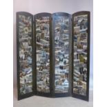 A 20th century four fold decoupage screen, 168 x 148cm