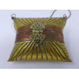 A vintage middle eastern brass & copper shoulder purse