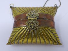 A vintage middle eastern brass & copper shoulder purse