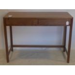 A 20th century teak desk with 2 drawers, H.74 W.102 D.49cm