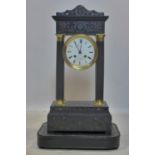 An inlaid and ebonised mantel clock, the circular Roman dial signed 'Aug te Lambert, Paris',