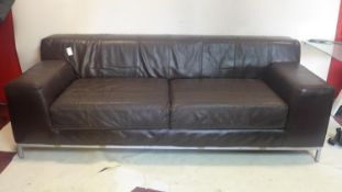 A contemporary leather 3 seater sofa