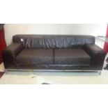 A contemporary leather 3 seater sofa