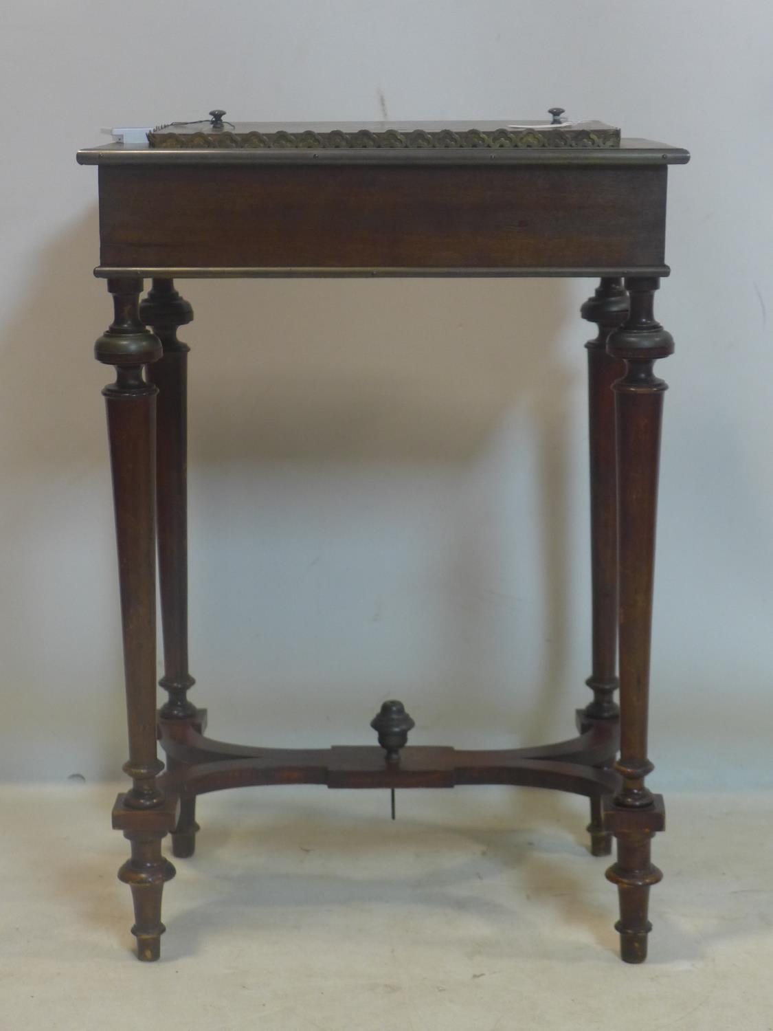 A 19th century French brass inlaid walnut jardiniere stand, H.75 W.50 D.34cm