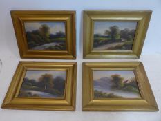 A set of four Victorian oils on board, landscapes, in gilt frames, 15 x 20cm