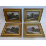 A set of four Victorian oils on board, landscapes, in gilt frames, 15 x 20cm