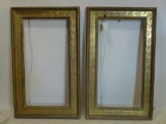 A pair of gilt wood picture frames, 57 x 94cm outer, 40 x 77cm inner