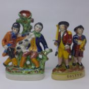 Two Staffordshire pottery figures 'Murder of Thomas Smith' and 'Golfers'