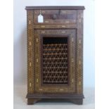 A late 19th/early 20th century Syrian Damascus inlaid side cabinet, H.71 W.42 D.41cm