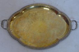 A French silver gilt serving tray by Leon Lapar, in box with certificate, 60oz