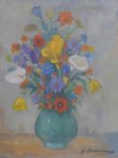 Gaston Coekelbergs (Belgium, 1914-1985), Spring flowers in a blue vase, oil on canvas, signed to