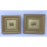 A pair of miniatures painting in gilt frames, 3 x 5cm