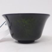 A Chinese spinach jade bowl, H.6cm Diameter 10cm