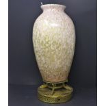 An early 20th century glass vase on gilt metal stand, H.42cm