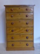 A 19th century mahogany pedestal chest of 6 drawers, H.112 W.74 D.52cm