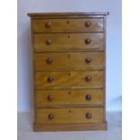 A 19th century mahogany pedestal chest of 6 drawers, H.112 W.74 D.52cm