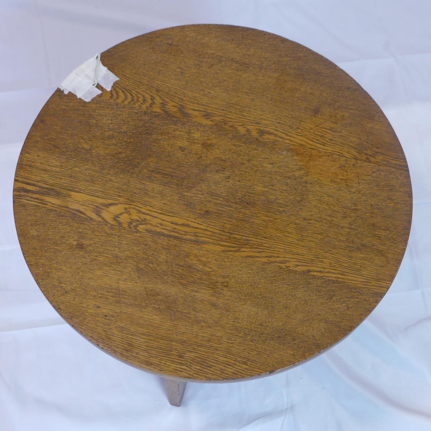 An Arts & Crafts oak lamp table, H.46 D.53cm - Image 2 of 2