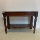 A Victorian mahogany 2 tier console table, H.83 W.121 D.49cm