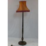 A 1930's Chinoiserie standard lamp with shade, H.185cm