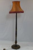 A 1930's Chinoiserie standard lamp with shade, H.185cm