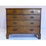 A Georgian mahogany chest of 5 drawers, raised on bracket feet, H.98 W.110 D.50cm