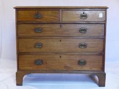 A Georgian mahogany chest of 5 drawers, raised on bracket feet, H.98 W.110 D.50cm