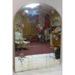 A large Venetian style reverse painted sectional mirror, 177 x 136cm