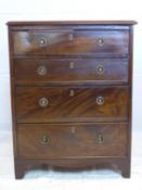 A Victorian mahogany side chest of 4 drawers raised on bracket feet, H.75 W.55 D.48cm