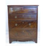 A Victorian mahogany side chest of 4 drawers raised on bracket feet, H.75 W.55 D.48cm