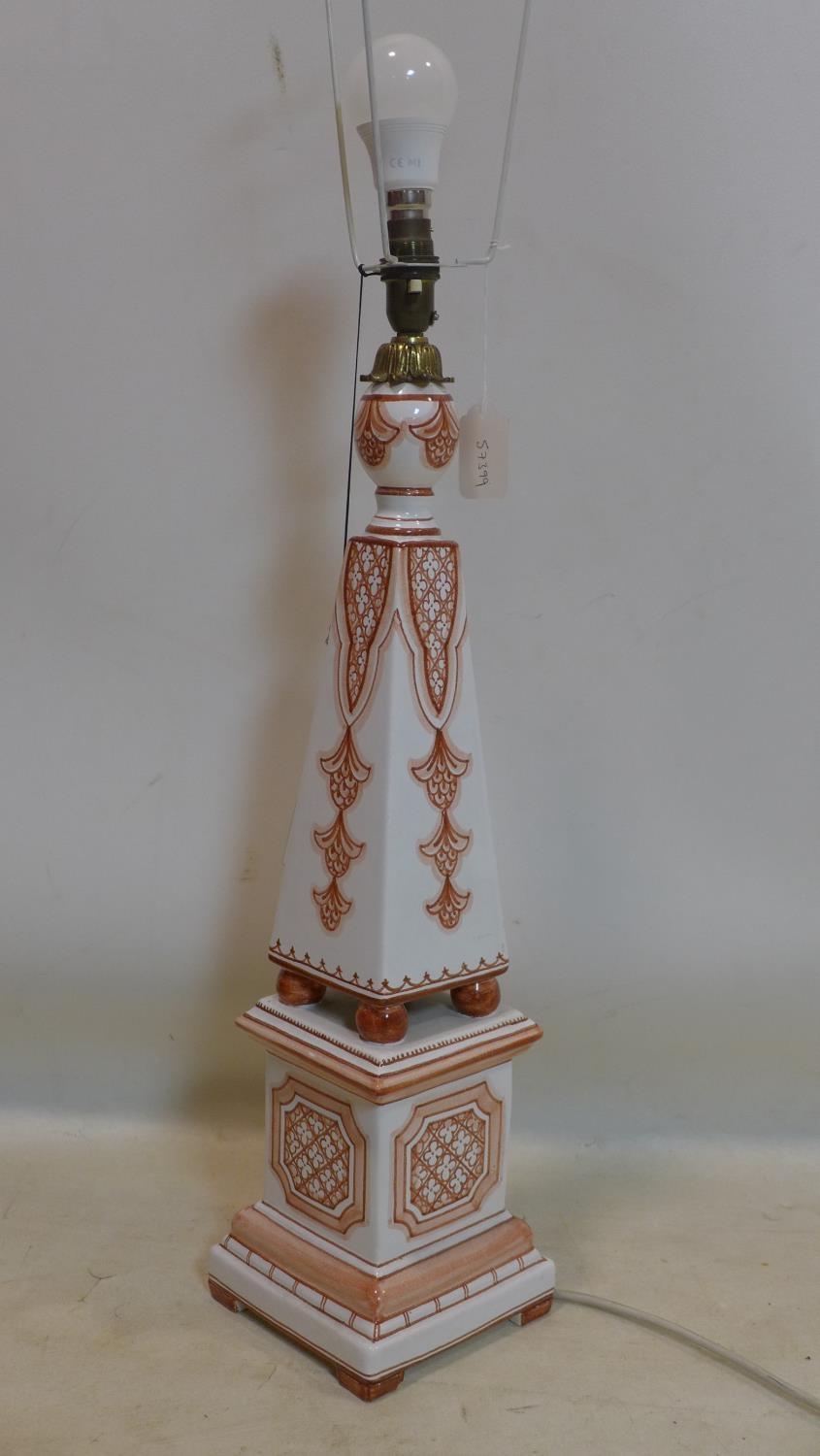 A 20th century Spanish ceramic table lamp, H.62cm