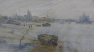 Charles William Wyllie (British, 1853-1923), 'River Scene', watercolour, inscribed to verso,