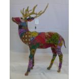 A patchwork upholstered model of a stag, H.75 W.57 D.20cm
