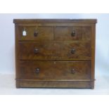 A Victorian walnut chest of 4 drawers, H.85 W.101 D.45cm
