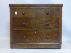 A Victorian walnut chest of 4 drawers, H.85 W.101 D.45cm