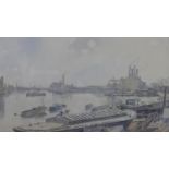 Karl Hagedorn (1889-1969), London Thames scene, watercolour, signed and dated '58, 33 x 53cm