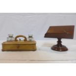 A 19th century mahogany table top reading stand together with a walnut desk stand with 2 inkwells