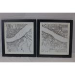 A pair of contemporary maps of London Thames, 61 x 54cm