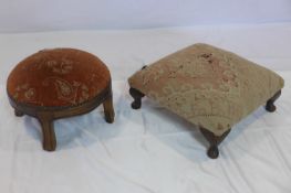 A Kelim upholstered foot stool, together with one other
