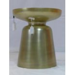 A contemporary gilt cast aluminum lamp table/stool, H.42 D.38cm