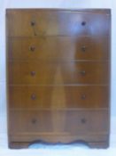 A 20th century walnut chest of 5 drawers, H.106 W.76 D.46cm