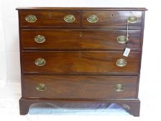 A Regency mahogany chest of 5 drawers, raised on bracket feet, H.90 W.103 D.51cm