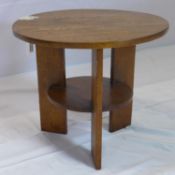 An Arts & Crafts oak lamp table, H.46 D.53cm