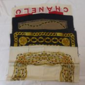 Three Chanel silk scarves in original boxes together with a loose example