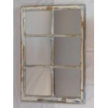 A painted pine window frame with mirrored back panel, 84 x 57cm
