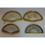 Four antique hand painted fans to include After Rowland example with painted 'F' and crown to