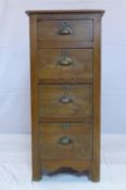 An early 20th century oak pedestal chest of 4 drawers, H.97 W.43 D.53cm