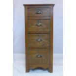 An early 20th century oak pedestal chest of 4 drawers, H.97 W.43 D.53cm